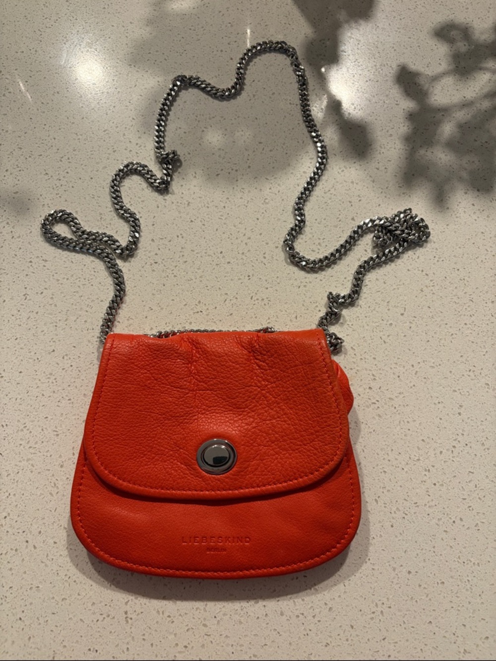 Liebeskind red Leather Crossbody with Silver Chain